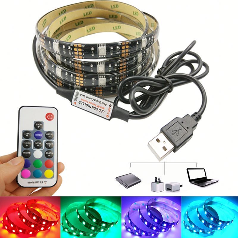 Alexa LED Strip Lights 6.56ft for 40-60in TV,USB LED TV  with24 KEY Remote for HDTV  5V  black 5050 RGB 16 COLOR LED