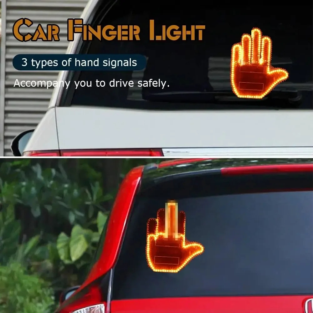 Factory Customized Other Car Light Accessories Middle Finger Car Light for Universal Auto Car Window Fun Emoticon Light