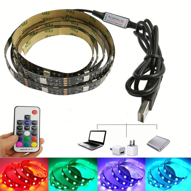 Alexa LED Strip Lights 6.56ft for 40-60in TV,USB LED TV  with24 KEY Remote for HDTV  5V  black 5050 RGB 16 COLOR LED