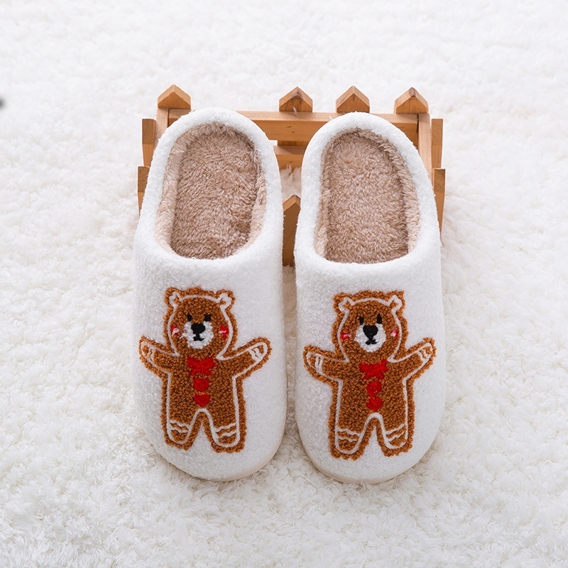 Slippers woman ladies custom home slippers smiley face plush winter fuzzy house furry christmas teddy bear slippers for women