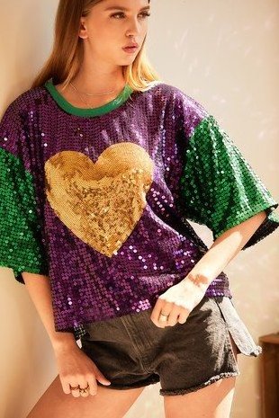 Wholesale mardi gras shirts women plus size clothing women pullover sequin Tops mardi gras apparel for women