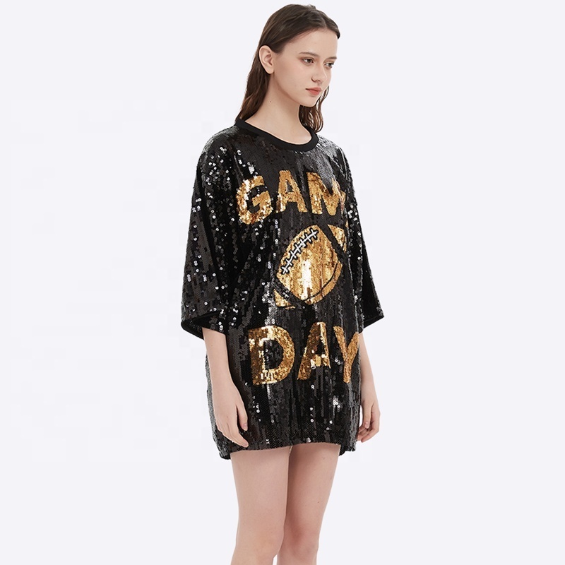 Stock new arrival Game Day shirt custom tops sequin shirt apparel sequin graphic football jersey top for women