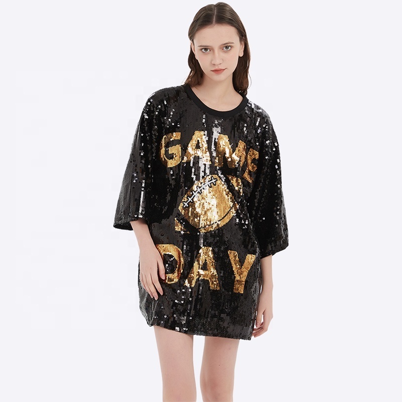 Stock new arrival Game Day shirt custom tops sequin shirt apparel sequin graphic football jersey top for women