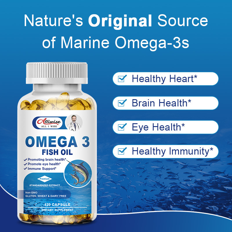 OEM High Quality 120 pieces Deep Sea Omega 3 Fish Oil Softgel Capsules Food Supplement