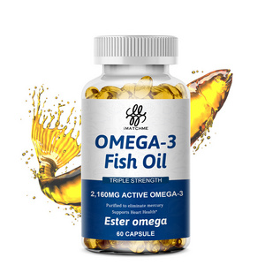 Private Label 100% Natural Omega 3 Fish Oil 2160MG Softgels Capsules 60 pcs Reduce Joint Pain Improve Heart health Supplement