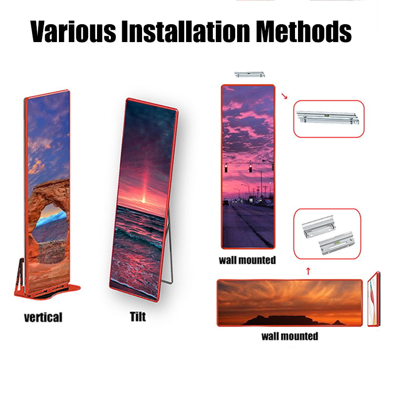 Indoor Digital Signage Wifi 4G USB P 1.9 P2 P2.5 P3 LED Window Banners Video Wall Board LED Display Poster Screen