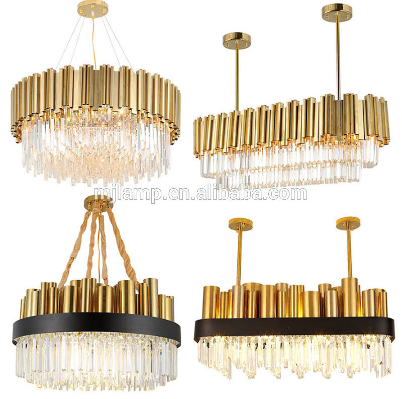 Hotel Hall Gold Black Crystal Chandelier Ceiling Luxury Hanging Lights For Dining Room Dubai Pendant Light Chandeliers