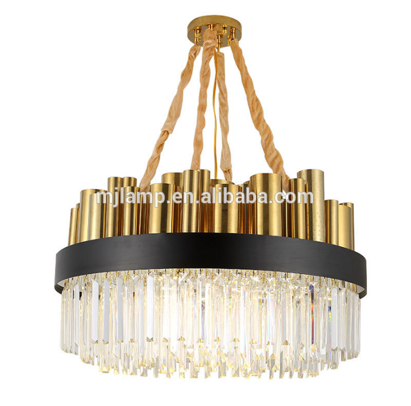 Hotel Hall Gold Black Crystal Chandelier Ceiling Luxury Hanging Lights For Dining Room Dubai Pendant Light Chandeliers