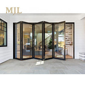 MJL modern aluminum bi folding doors glass retractable screen custom accordion bi-fold doors exterior