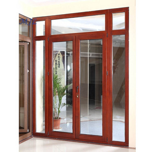 China high quality glass swing aluminium wood door design with lock set for resort