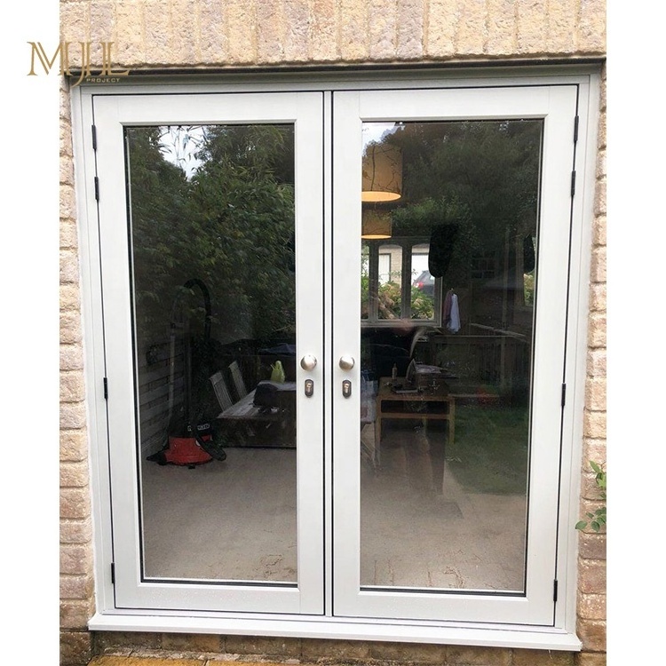 Home white swing external doors aluminium double tempered glass doors and windows for houses