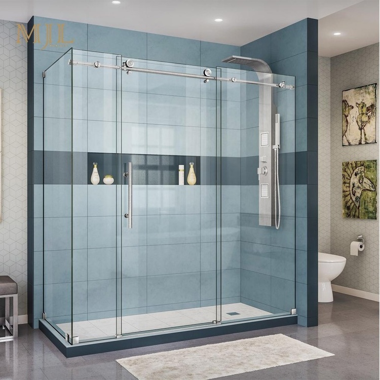 MJL interior bathroom partition hinged door tempered clear glass bathroom shower enclosure