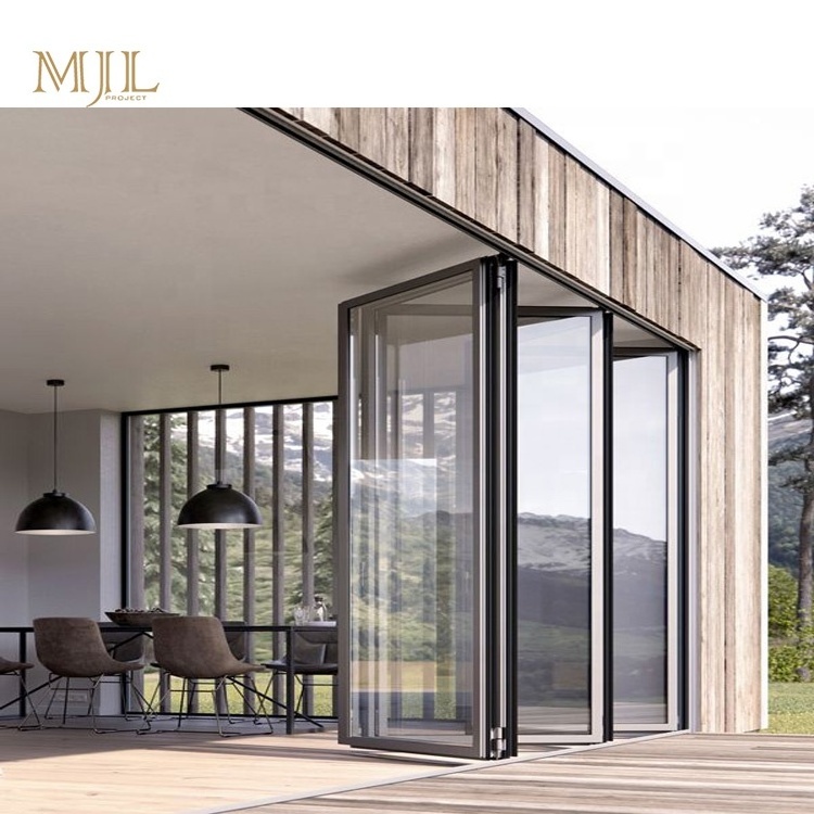 MJL slide bifold doors system balcony accordion aluminum glass folding door