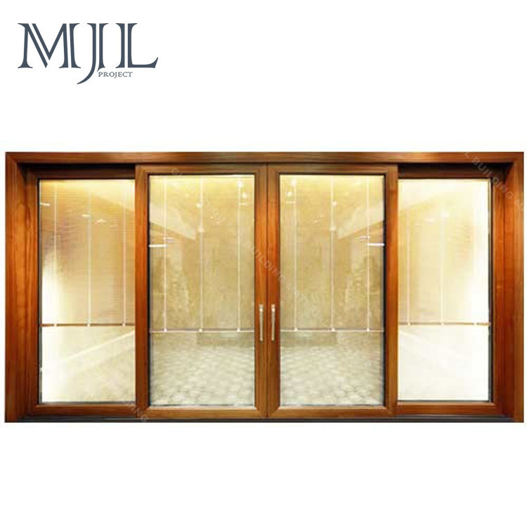 New design tempered glass double glazed wooden frame office sliding window