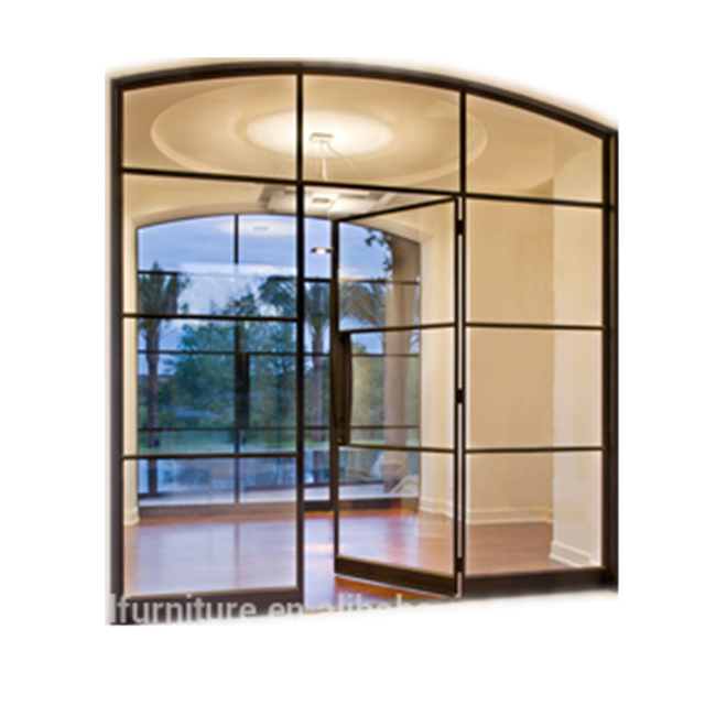 European style front steel swing aluminum double glass casement french doors exterior