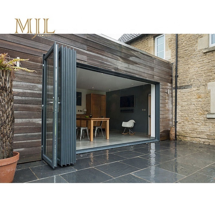 MJL modern aluminum bi folding doors glass retractable screen custom accordion bi-fold doors exterior