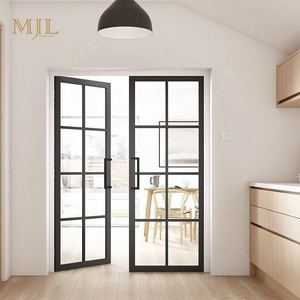 Luxury modern french doors exterior soundproof swing room door double glass casement system