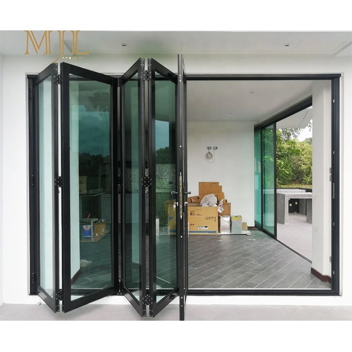 MJL modern aluminum bi folding doors glass retractable screen custom accordion bi-fold doors exterior