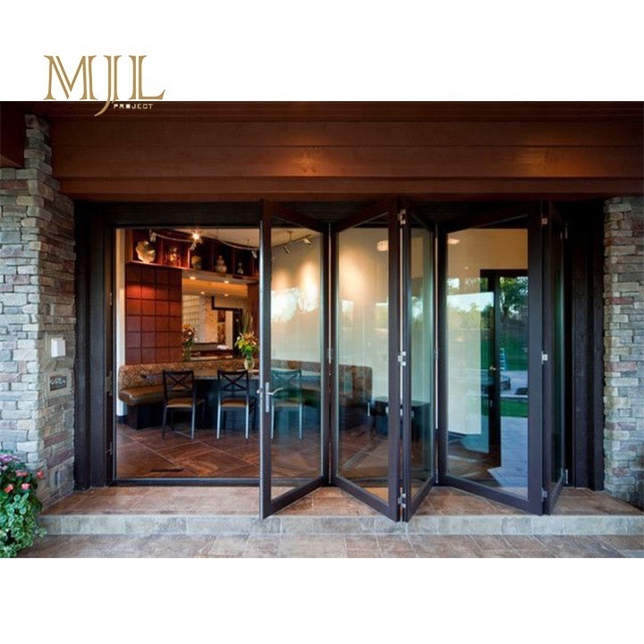 MJL modern aluminum bi folding doors glass retractable screen custom accordion bi-fold doors exterior