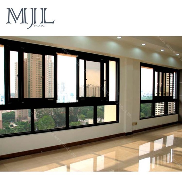 New design tempered glass double glazed wooden frame office sliding window