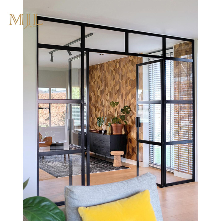 Luxury modern french doors exterior soundproof swing room door double glass casement system