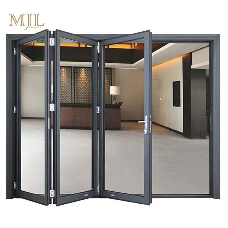 MJL slide bifold doors system balcony accordion aluminum glass folding door