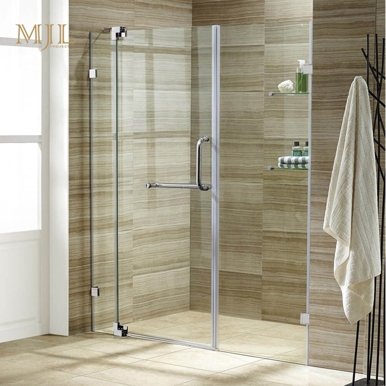 MJL interior bathroom partition hinged door tempered clear glass bathroom shower enclosure