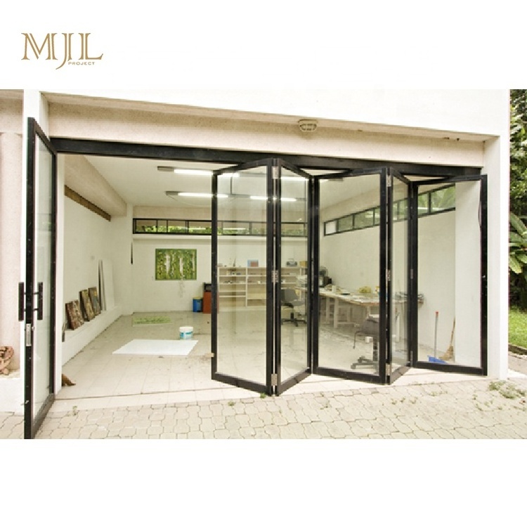 MJL slide bifold doors system balcony accordion aluminum glass folding door