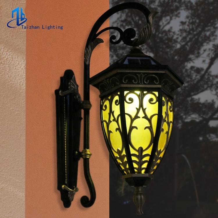 European style antique solar wall lights outdoor waterproof wall lantern villa garden exterior lamp wall mounted indoor lights