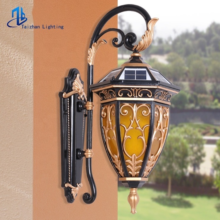 European style antique solar wall lights outdoor waterproof wall lantern villa garden exterior lamp wall mounted indoor lights