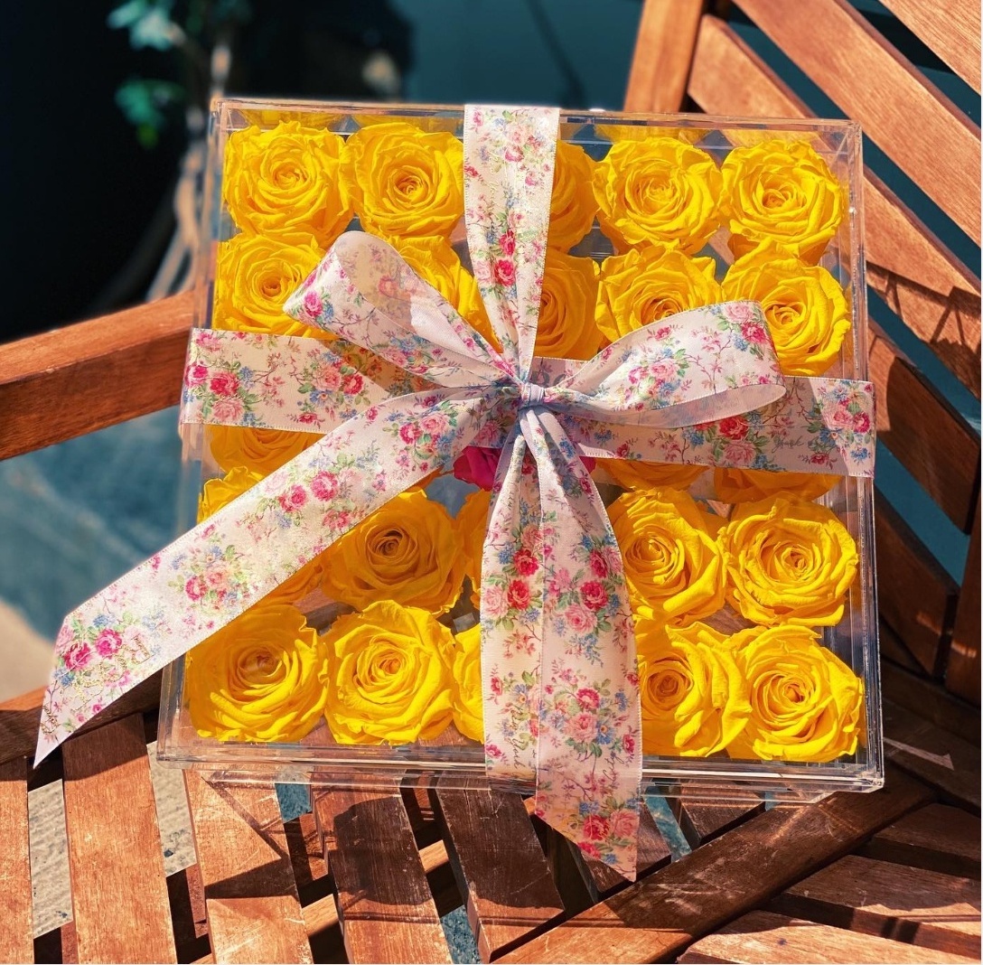 Luxury Blue 25 Forever Roses Rosa Eterna Rose Eternelle Preserved Stabilized Eternity Flowers In Acrylic Box