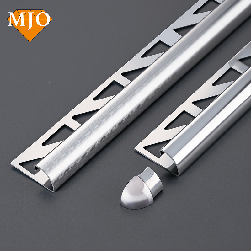 Foshan MJO Hot Selling Stainless Steel Tile Edging Profiles For Building Wall Edges Decoration R shape Metal Tile Edge Trim