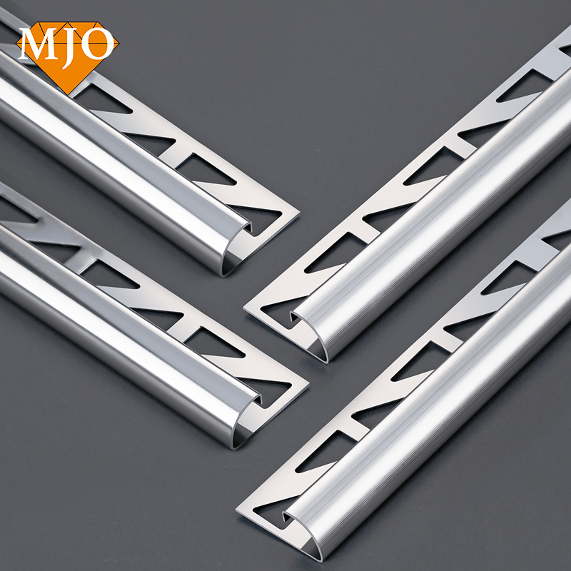 Foshan MJO Hot Selling Stainless Steel Tile Edging Profiles For Building Wall Edges Decoration R shape Metal Tile Edge Trim