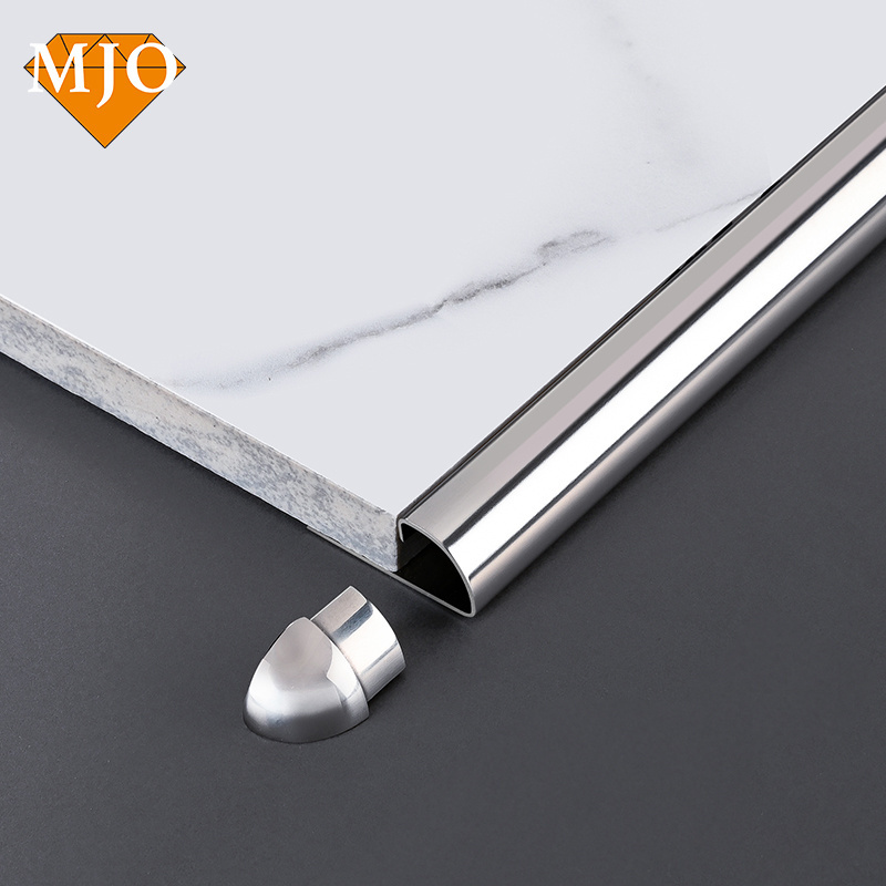 Foshan MJO Hot Selling Stainless Steel Tile Edging Profiles For Building Wall Edges Decoration R shape Metal Tile Edge Trim