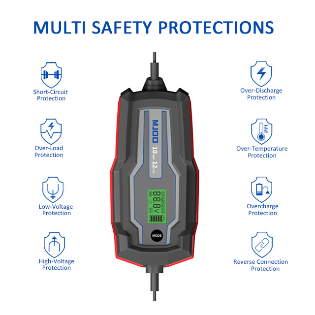 Fast Charging Smart 6V 12V Auto Repair STD,AGM,GEL,LFP STD Battery Charger 2A 4A Battery maintainer for motorcycle car