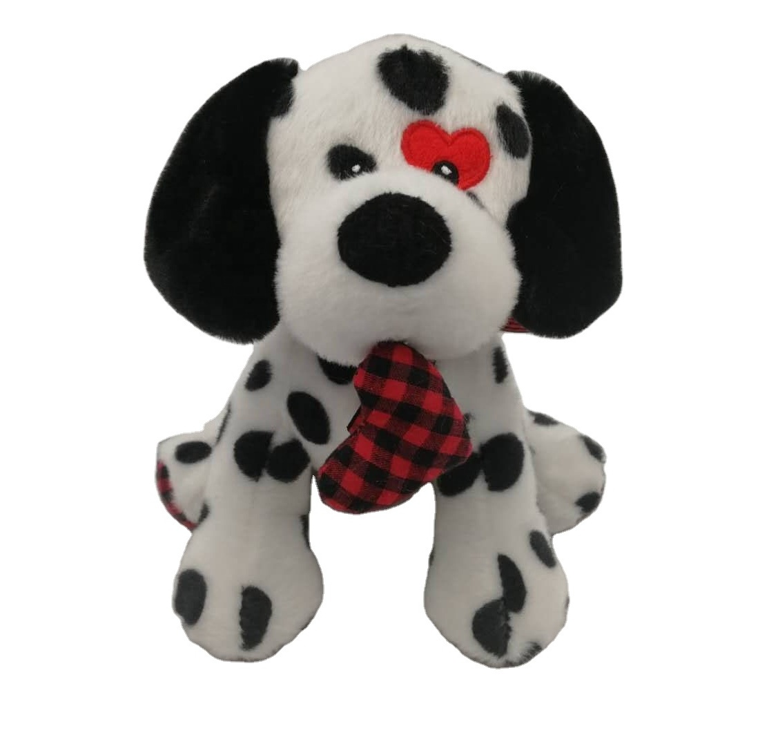 Wholesale custom children gift OEM/ODM high quality cute super soft stuffed plush toy 8 inch Dalmatian with heart