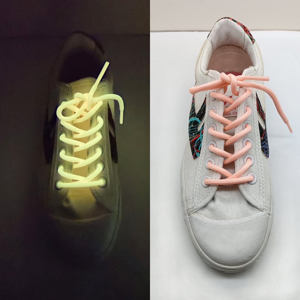 Custom colorful fashion lacet fluorescent luminous glow in the dark shoe laces luminous shoelaces