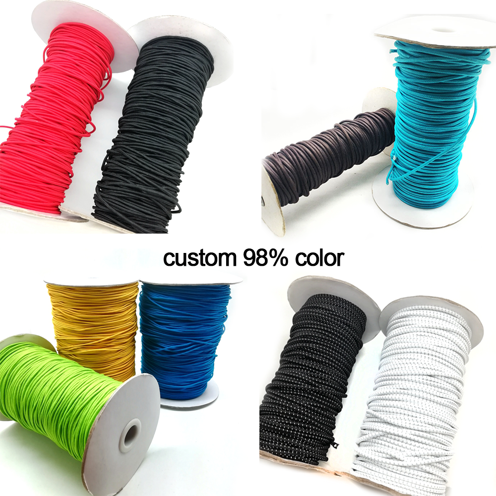 Factory wholesale round black elastic cord cords custom 2mm 3mm 4mm 5mm shock bungee elastic string cord elastic rope