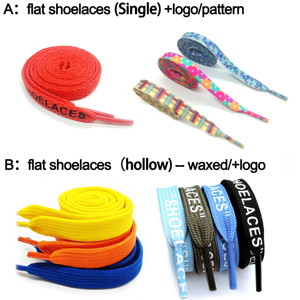 Wholesale shoe laces flat hollow custom printed lacet boot sneaker shoe strings laces shoelaces for sneakers