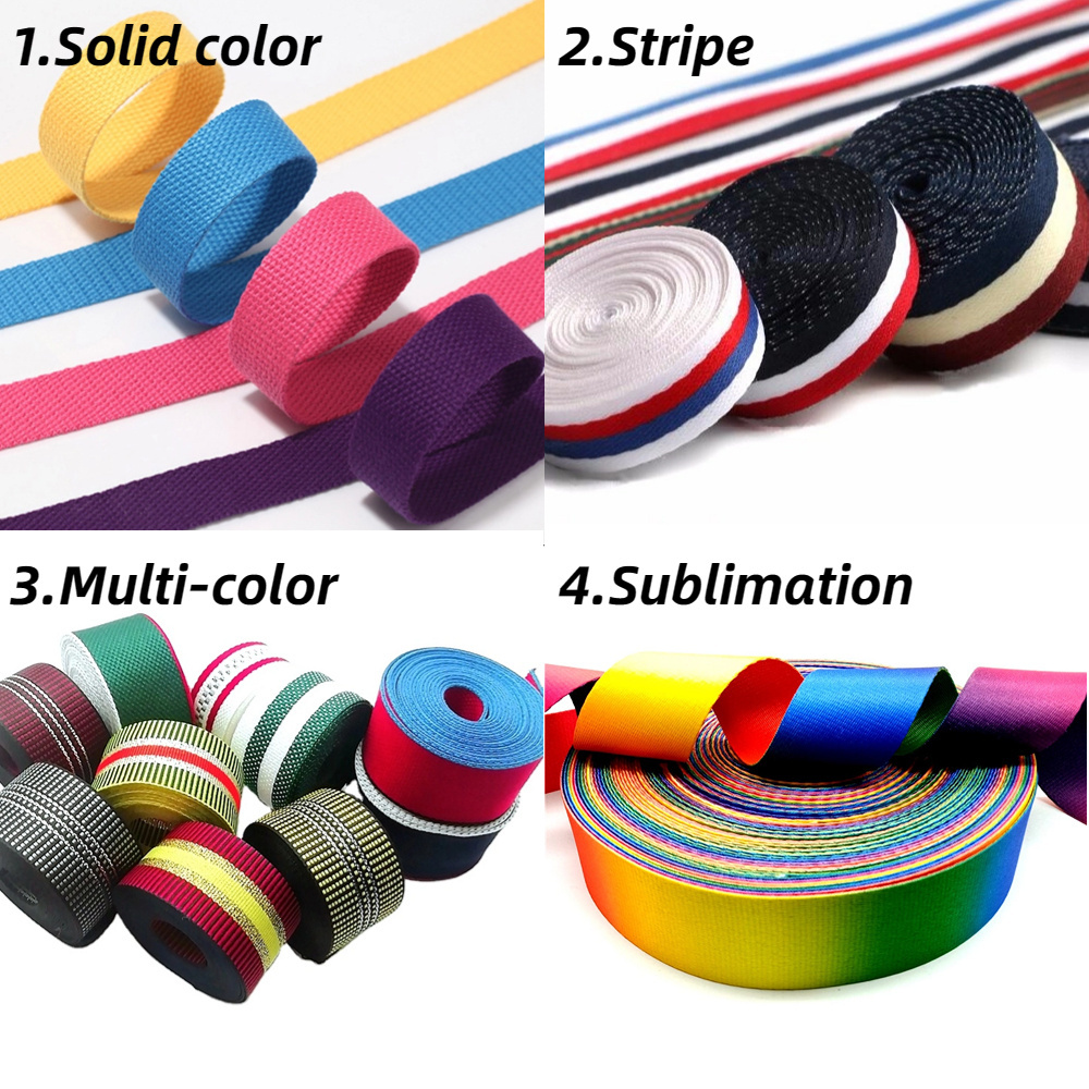 25mm 38mm 1/2 inch 1 inch black white national style woven stripe jacquard RPET recycled printed polyester plain webbing strap