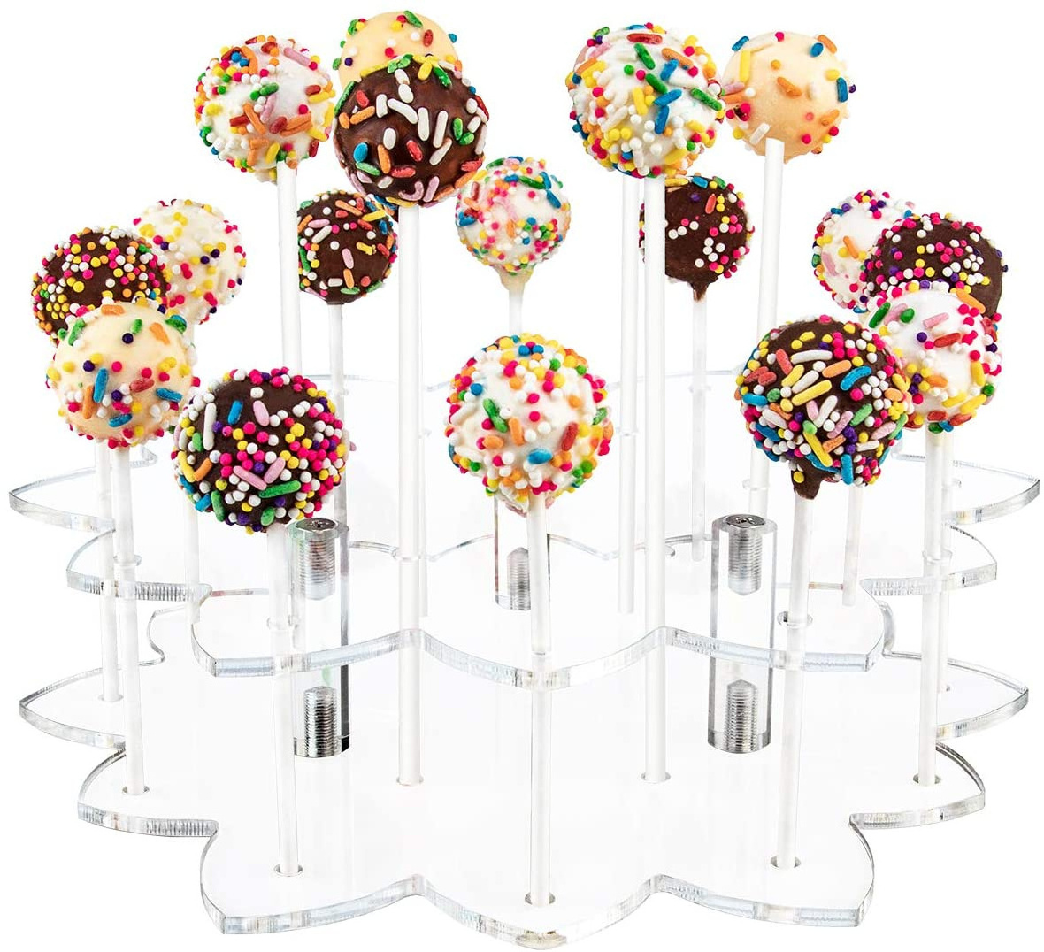 15 Holes Acrylic Lollipop Holder,Clear Display Cake Pop Stand,Drying Cooling Decorating Cake Ball Holder for Birthday Party