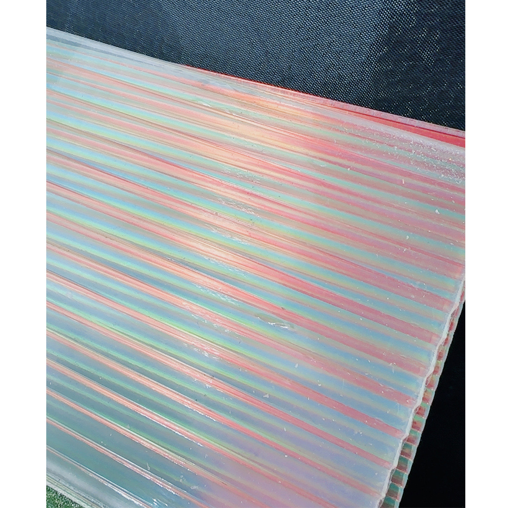 Custom PMMA Clear Transparent Iridescent Plexi glass Plastic Pattern Sheet Striped Ribbed Acrylic Sheet for Hotel Decoration