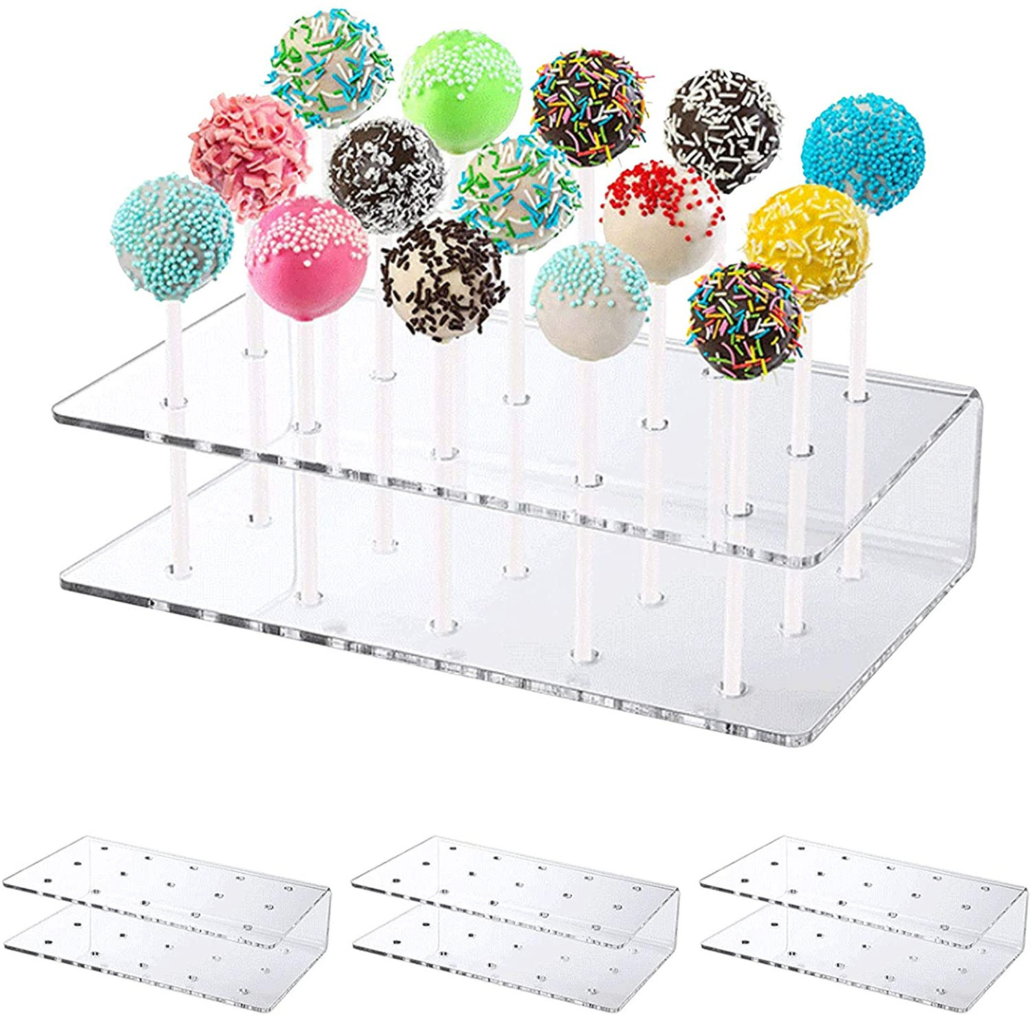 15 Holes Acrylic Lollipop Holder,Clear Display Cake Pop Stand,Drying Cooling Decorating Cake Ball Holder for Birthday Party