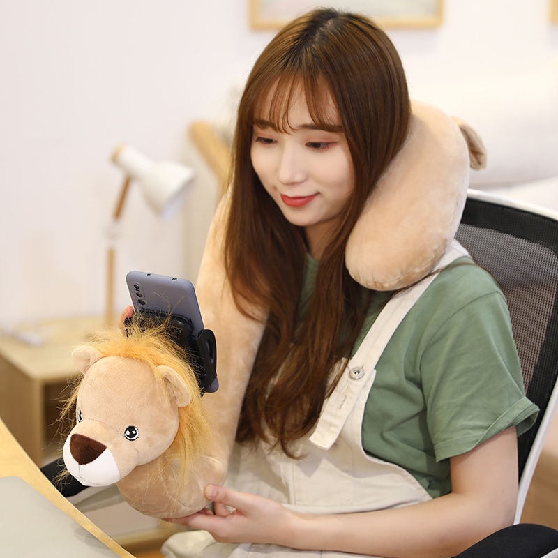 Custom U Shaped Pillow To Play With Mobile Phone Bracket At Any Angle Deformation Travel Neck Pillow