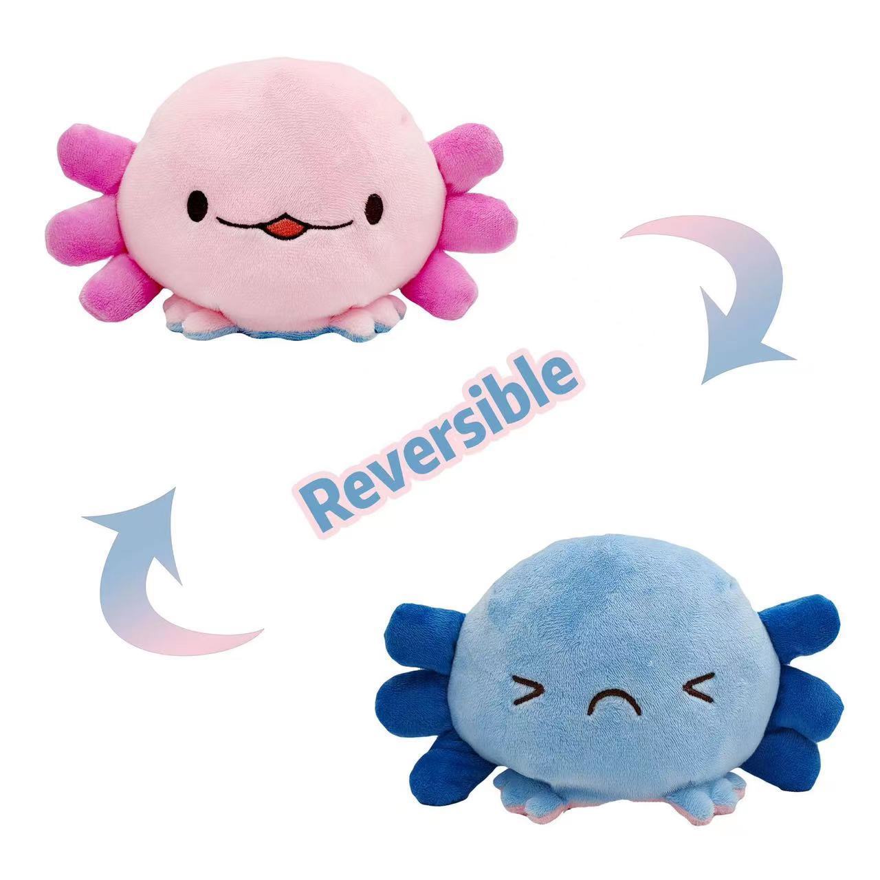 Newest Custom Double Side Flip Animals Plush Reversible Axolotl Stuffed Animals Toys Reversible Octopus