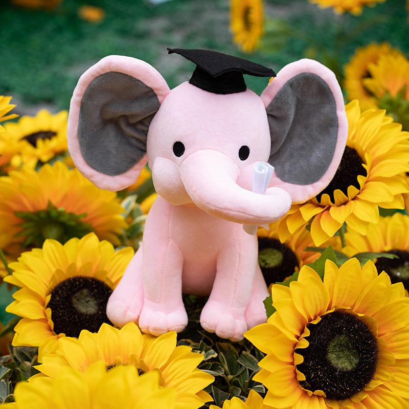 Wholesale Appeasing Pink Elephant Plush Toy Cute Soft Stuffed Animal Dolls For Graduation Gifts