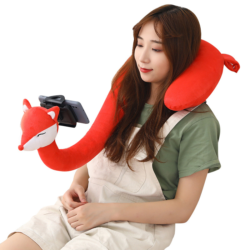 Custom U Shaped Pillow To Play With Mobile Phone Bracket At Any Angle Deformation Travel Neck Pillow