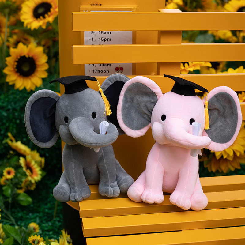 Wholesale Appeasing Pink Elephant Plush Toy Cute Soft Stuffed Animal Dolls For Graduation Gifts