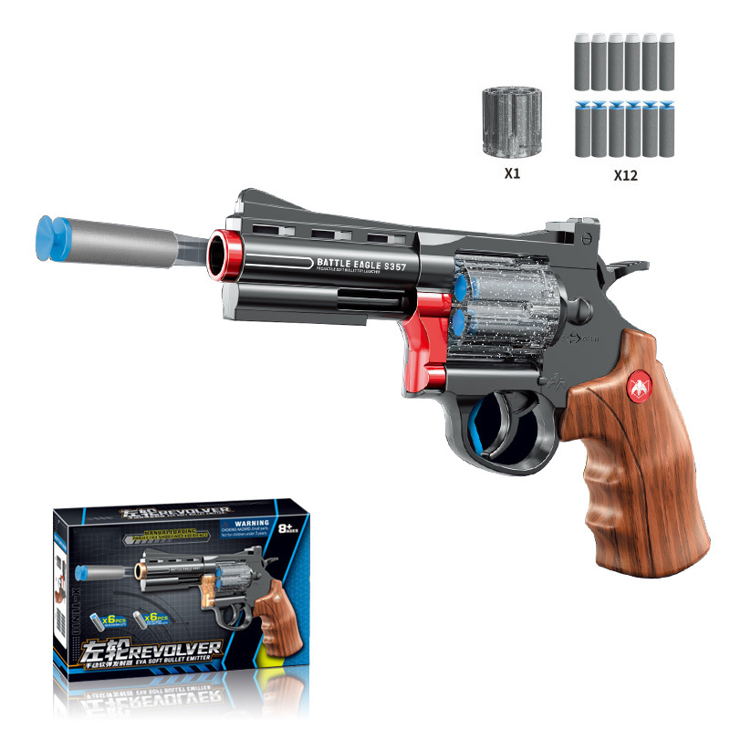 Simulation Diy Shell Ejecting Toy Accessories Soft With Bullet Revolver Revolver S357 Manual Launcher Plastic Revolver Gun