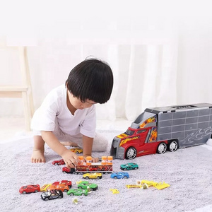 Hot Sale Kids diecast model toys 1:18 Alloy Cars Trailer transport vehicle carrier container truck Toy for Children